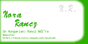 nora rancz business card